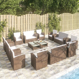 vidaXL Patio Lounge Set Sectional Sofa Set 4 Piece with Cushions Poly Rattan
