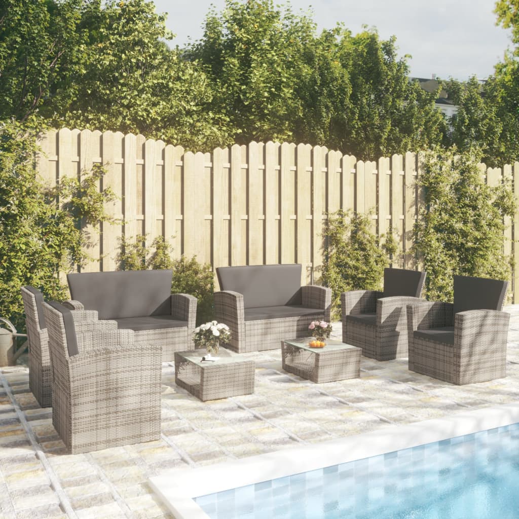 vidaXL Patio Lounge Set Sectional Sofa Set 4 Piece with Cushions Poly Rattan