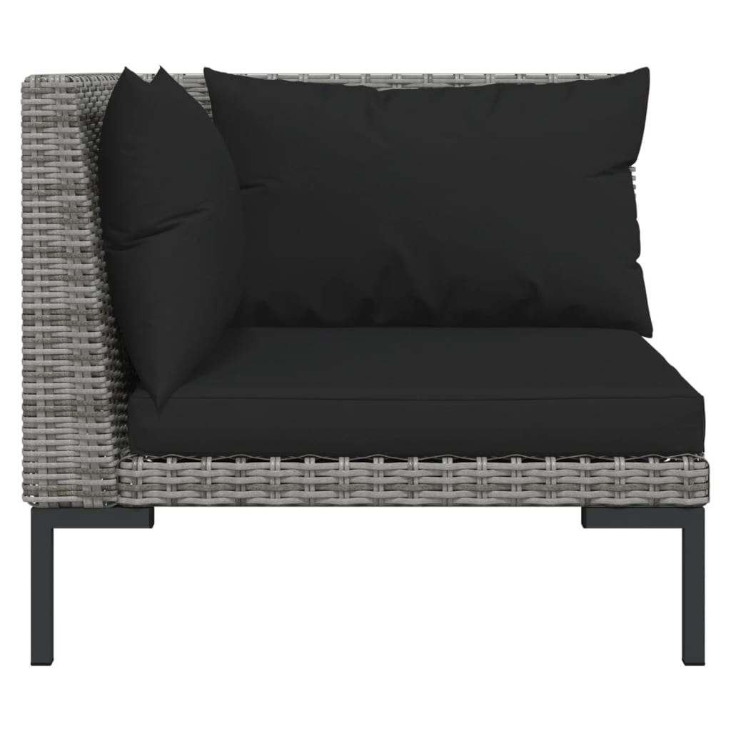 vidaXL 3 Piece Patio Lounge Set Dark Gray Half Round Poly Rattan