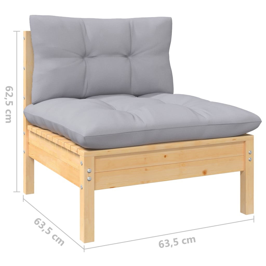 vidaXL Solid Pinewood Patio Lounge Set 10 Piece with Cushions Multi Colors