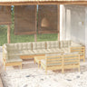 vidaXL Solid Pinewood Patio Lounge Set 10 Piece with Cushions Multi Colors