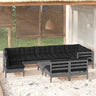 vidaXL Solid Pinewood Patio Lounge Set 10 Piece with Cushions Multi Colors