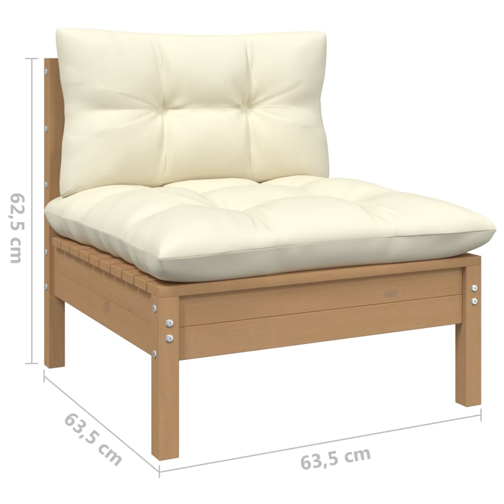 vidaXL Solid Pinewood Patio Lounge Set 10 Piece with Cushions Multi Colors
