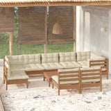 vidaXL Solid Pinewood Patio Lounge Set 10 Piece with Cushions Multi Colors