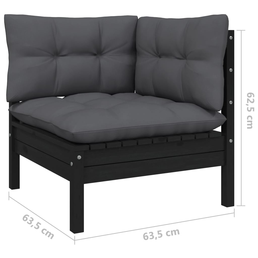 vidaXL Solid Pinewood Patio Lounge Set 10 Piece with Cushions Multi Colors