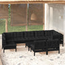 vidaXL Solid Pinewood Patio Lounge Set 10 Piece with Cushions Multi Colors