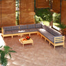 vidaXL 10 Piece Patio Lounge Set with Cushions Black Solid Pinewood