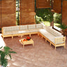 vidaXL 10 Piece Patio Lounge Set with Cushions Black Solid Pinewood