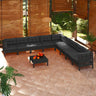 vidaXL 10 Piece Patio Lounge Set with Cushions Black Solid Pinewood