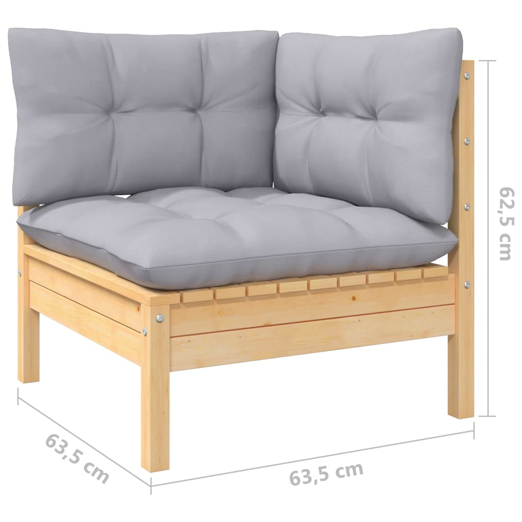 vidaXL Solid Pinewood Patio Lounge Set 9 Piece with Cushions Multi Colors