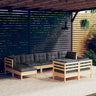 vidaXL Solid Pinewood Patio Lounge Set 9 Piece with Cushions Multi Colors