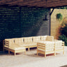 vidaXL Solid Pinewood Patio Lounge Set 9 Piece with Cushions Multi Colors