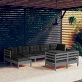 vidaXL Solid Pinewood Patio Lounge Set 9 Piece with Cushions Multi Colors