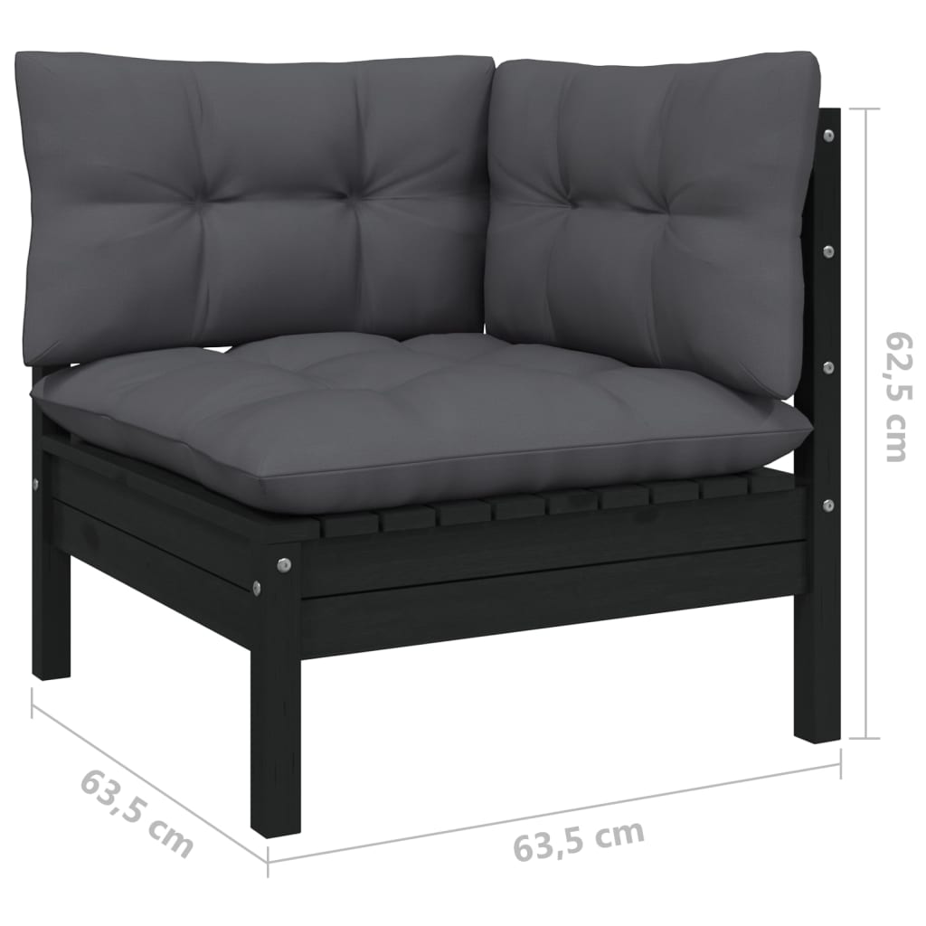 vidaXL Solid Pinewood Patio Lounge Set 9 Piece with Cushions Multi Colors