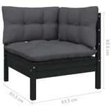 vidaXL Solid Pinewood Patio Lounge Set 9 Piece with Cushions Multi Colors