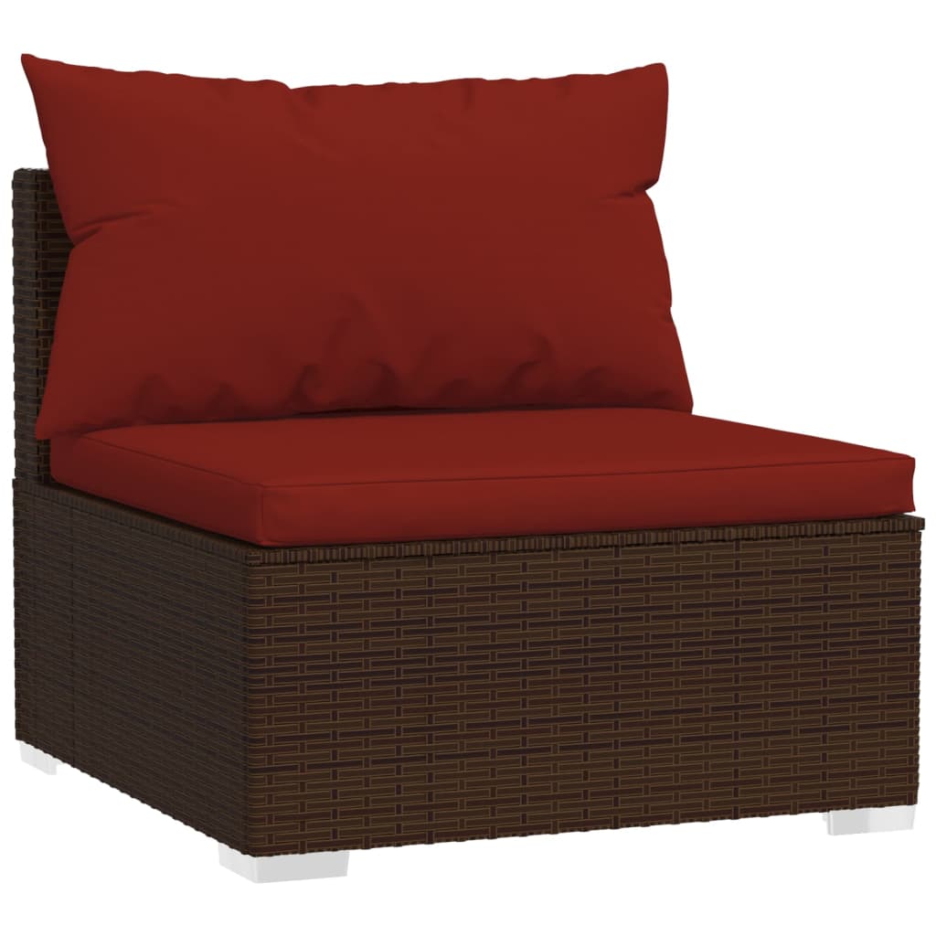 vidaXL Patio Furniture Set 5 Piece with Cushions Poly Rattan Brown