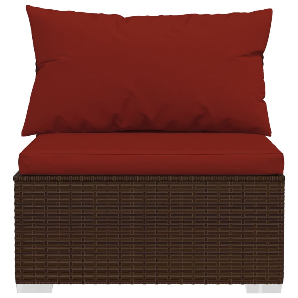 vidaXL Patio Furniture Set 5 Piece with Cushions Poly Rattan Brown