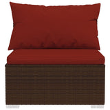 vidaXL Patio Furniture Set 5 Piece with Cushions Poly Rattan Brown