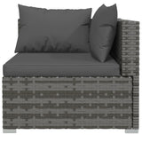 vidaXL 10 Piece Patio Lounge Set with Cushions Gray Poly Rattan