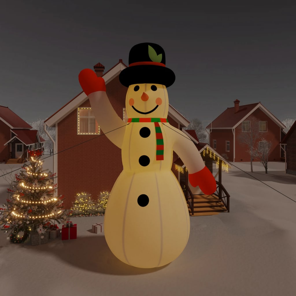 vidaXL Inflatable Snowman Holiday Blow up Ornaments Decorations with LEDs