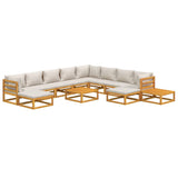 vidaXL 12 Piece Patio Lounge Set with Light Gray Cushions Solid Wood