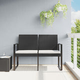 vidaXL Outdoor Bench 2-Seater Bench with Cushions for Porch Deck PP Rattan