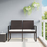 vidaXL Outdoor Bench 2-Seater Bench with Cushions for Porch Deck PP Rattan