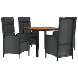 vidaXL 5 Piece Patio Dining Set with Cushions Black Poly Rattan