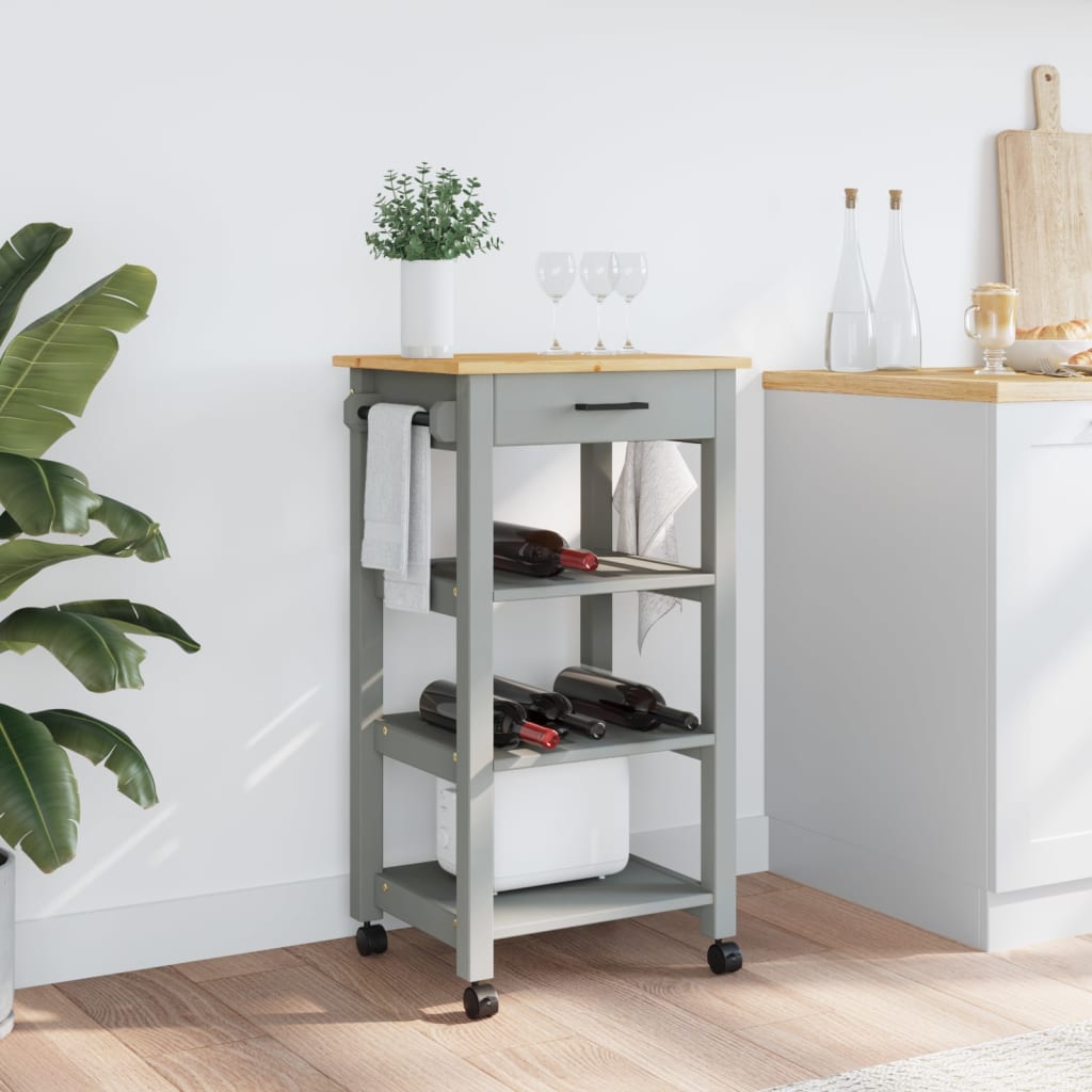 vidaXL Kitchen Trolley Rolling Cart on Wheels Living Room Solid Wood Pine