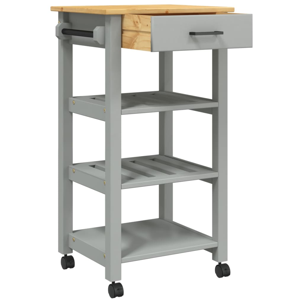 vidaXL Kitchen Trolley Rolling Cart on Wheels Living Room Solid Wood Pine