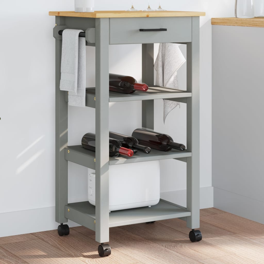 vidaXL Kitchen Trolley Rolling Cart on Wheels Living Room Solid Wood Pine