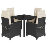 vidaXL 5 Piece Patio Dining Set with Cushions Black Poly Rattan