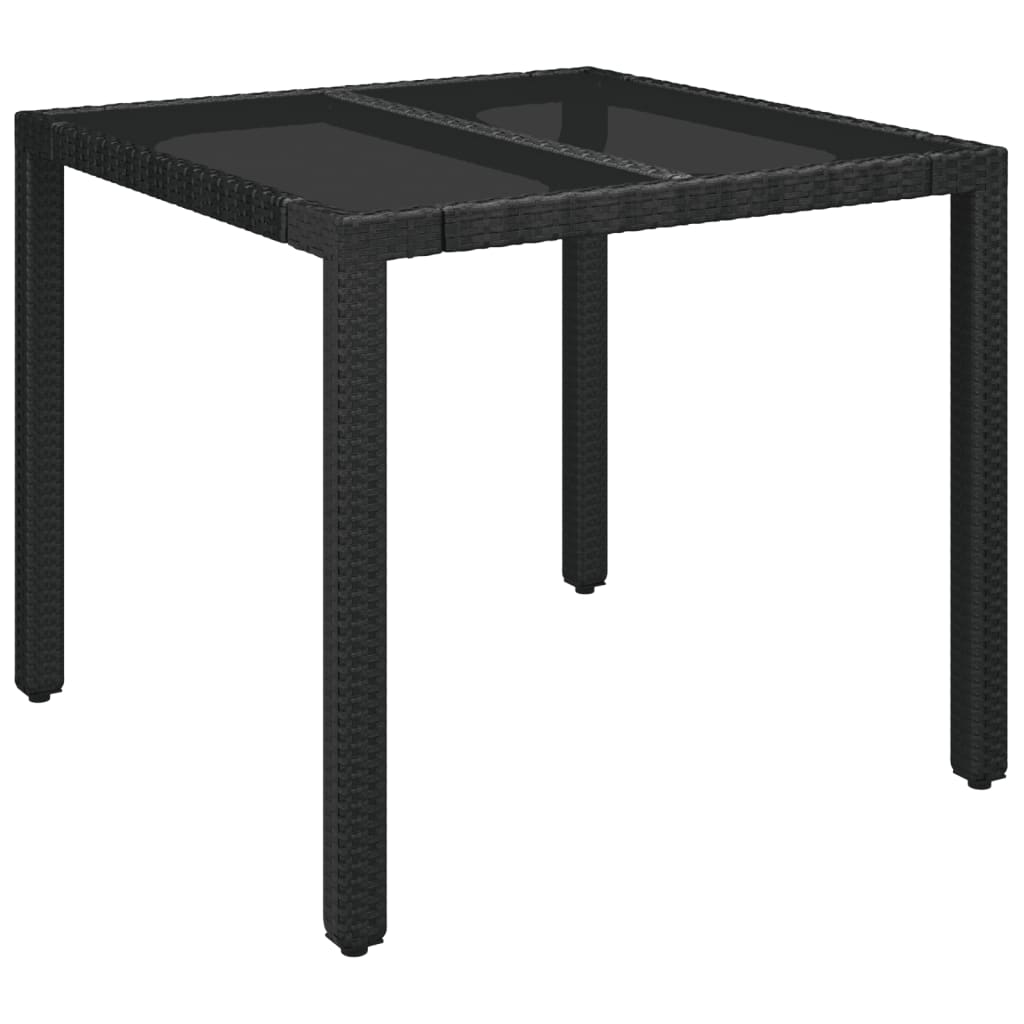 vidaXL 5 Piece Patio Dining Set with Cushions Black Poly Rattan