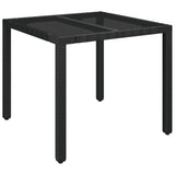 vidaXL 5 Piece Patio Dining Set with Cushions Black Poly Rattan