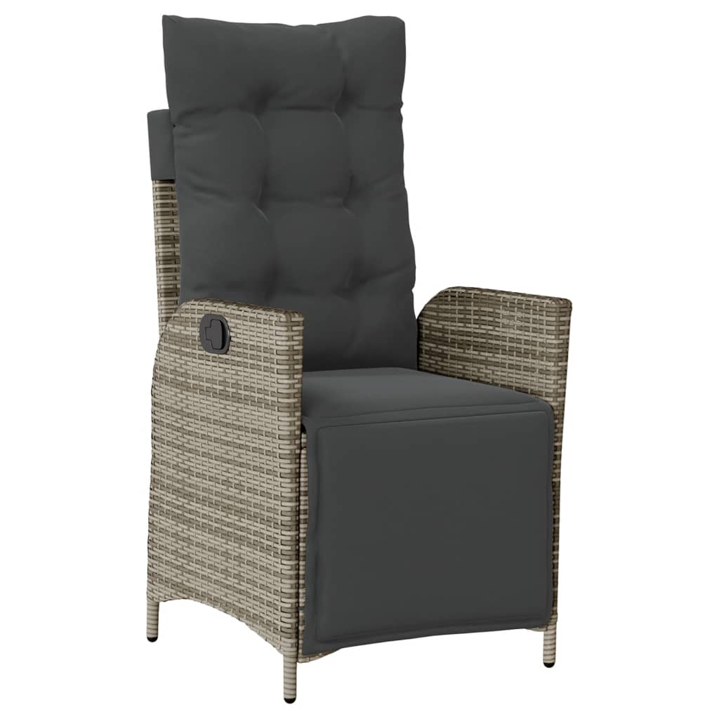 vidaXL 4 Piece Patio Dining Set with Cushions Gray Poly Rattan