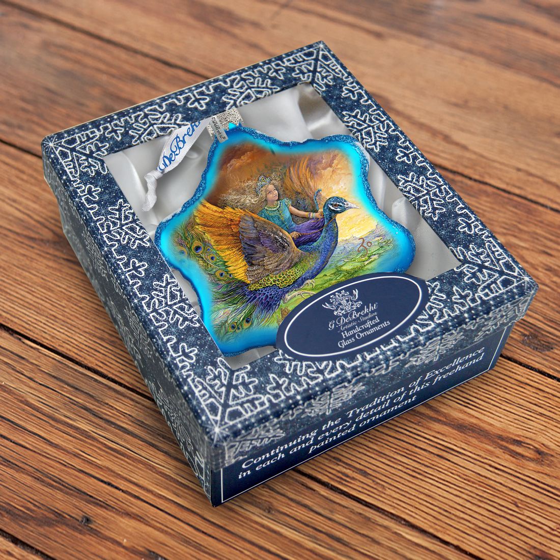 Peacock Princess Glass Ornament by Josephine Wall - Christmas Decor - 754-402-JW