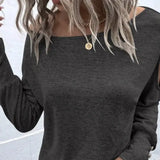 Women's Fashion New Off Shoulder Button Long Sleeved Casual Top T-shirt - Lootquake