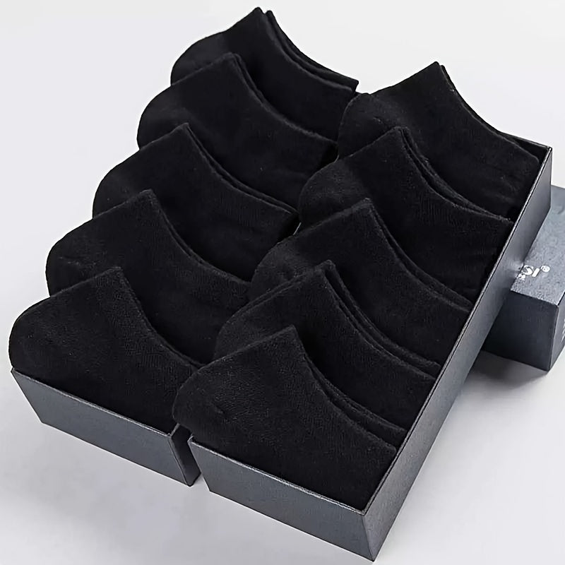5/10/12 pares de calcetines tobilleros lisos para hombre, cómodos, transpirables, suaves y absorbentes del sudor, ideales para exteriores.