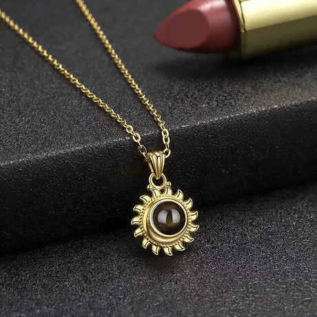 Female Sunflower Photo Projection 925 Pure Silver Necklace - Lootquake