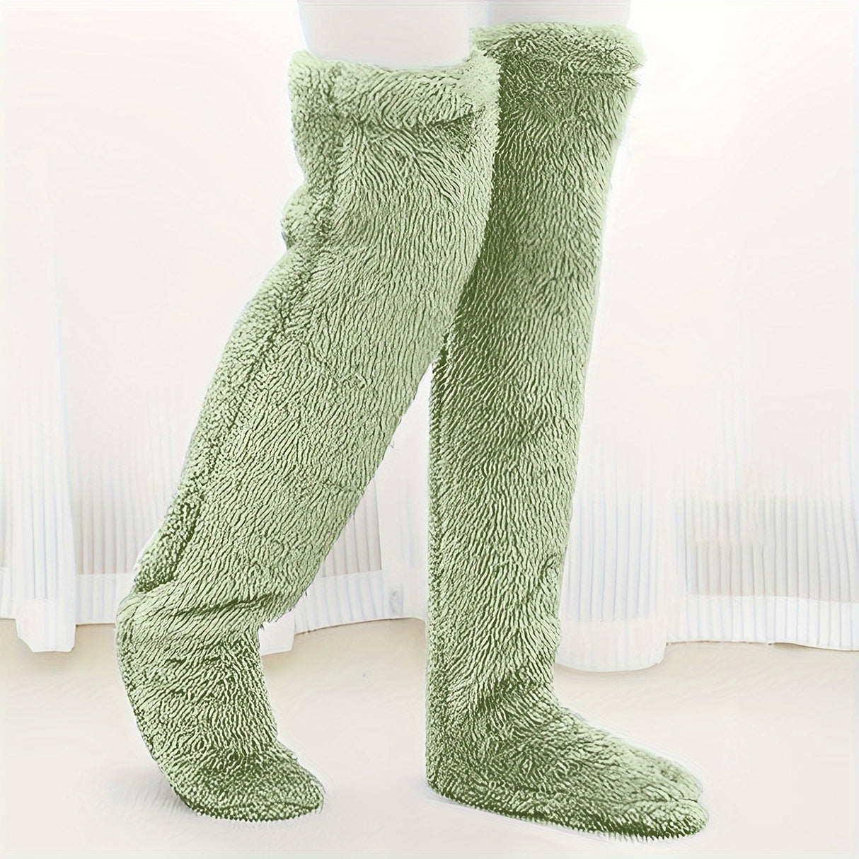 Calcetines afelpados hasta el muslo para parejas: medias de punto cálidas y duraderas por encima de la rodilla, de fácil cuidado.