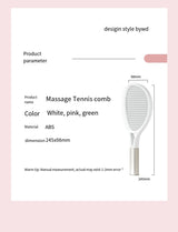 Tennis Racket Fluffy Comb: Airbag Cushion Massage for Thick Hair