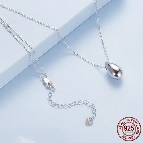 Water Drop Necklace S925 Sterling Silver White Gold Plated Ornament - Lootquake