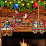 Santa's Train Wooden Ornaments Set of 3 by G. Debrekht - Christmas Décor - 8100202S3