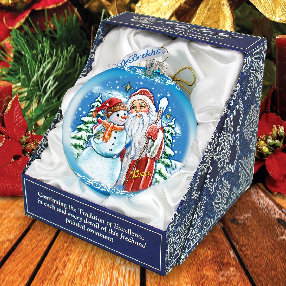 Christmas Workshop Glass Ornament Limited Edition by G. DeBrekht - Christmas Santa Snowman Decor - 73888