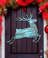Decoración rústica para puerta con ciervos encabritados - Decoración navideña con animales salvajes - 8198211-3H
