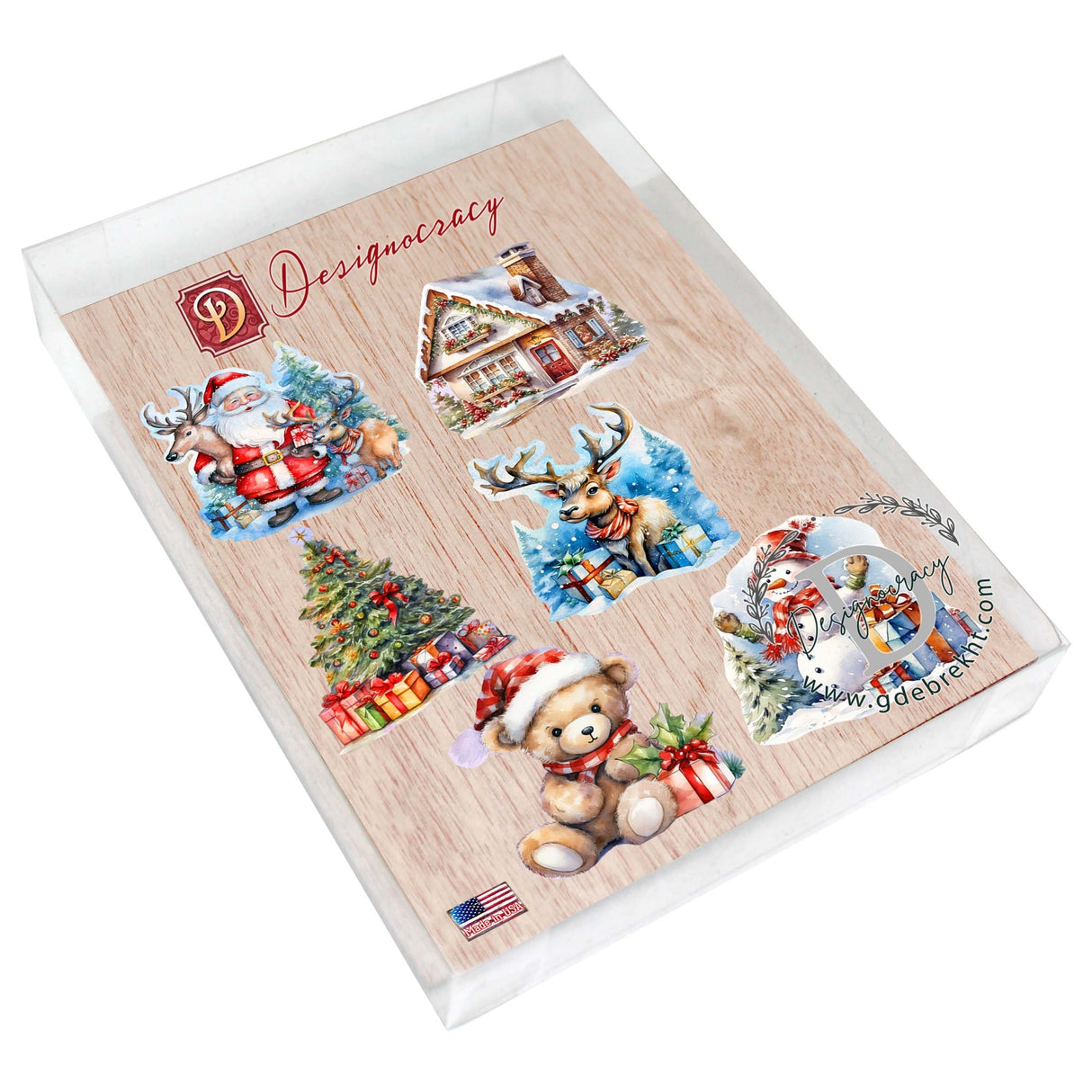 Christmas Is Here Decorative Wooden Magnets Set of 6 by G. Debrekht - Christmas Decor - 8090028G-S6