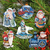 Up-Up and Away Decorative Wooden Clip-on Ornaments Set of 6 by G. Debrekht - Christmas Decor - 8090132C-S6