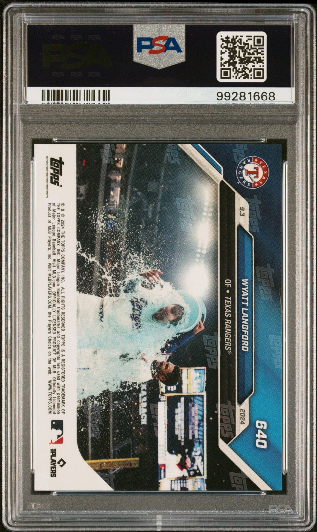 Tarjeta de béisbol Wyatt Langford #640 Rookie RC de Topps Now, calificada en 2024, PSA 10 Gem Mint