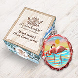 Flamingo at Sunset Mercury Glass Ornament by G. DeBrekht - Coastal Holiday Decor - 777375