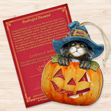 Halloween Cat Pumpkin Wooden Ornaments Fall by G. DeBrekht - Thanksgiving Halloween Decor - 8158416